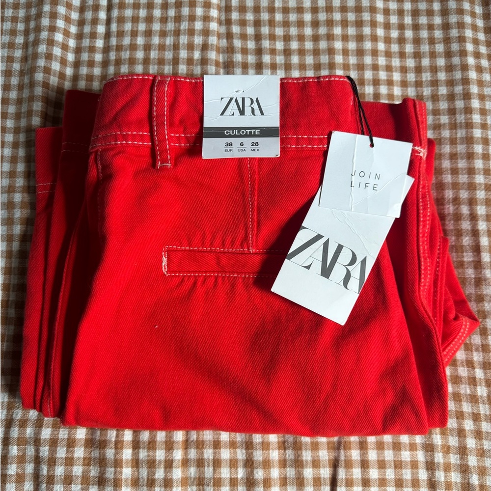 BRAND NEW WITH TAGS ZARA RED CULOTTE WIDE LEG PANTS
